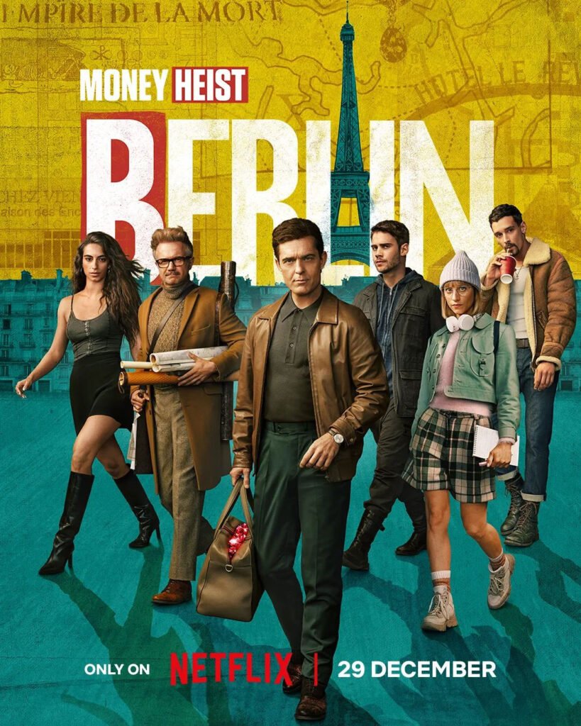 Berlin Release Date poster Pedro Alonso, Pedro Alonso, Michelle Jenner, Begoña Vargas, Julio Peña, Tristán Ulloa, Joel Sánchez, Yuri D, Marcel Gonzalez, Miko Jarry, Julien Paschal, Itziar Ituo, and Najwa Nimri